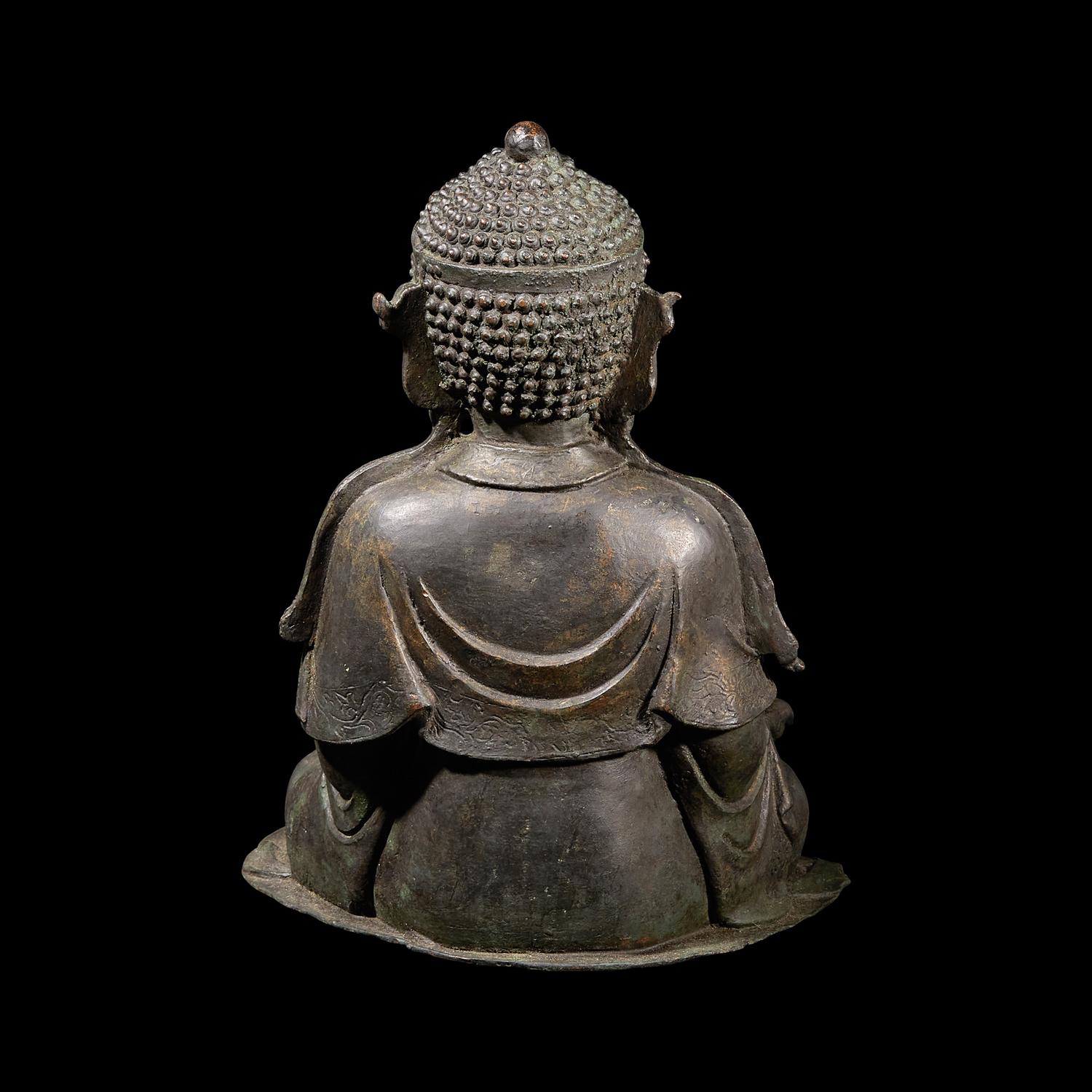 A Chinese Patinated Copper Alloy Seated Buddha 漆銅坐佛