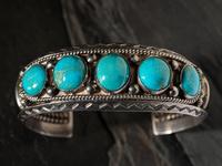 Navajo Silver and Turquoise Cuff Bracelet