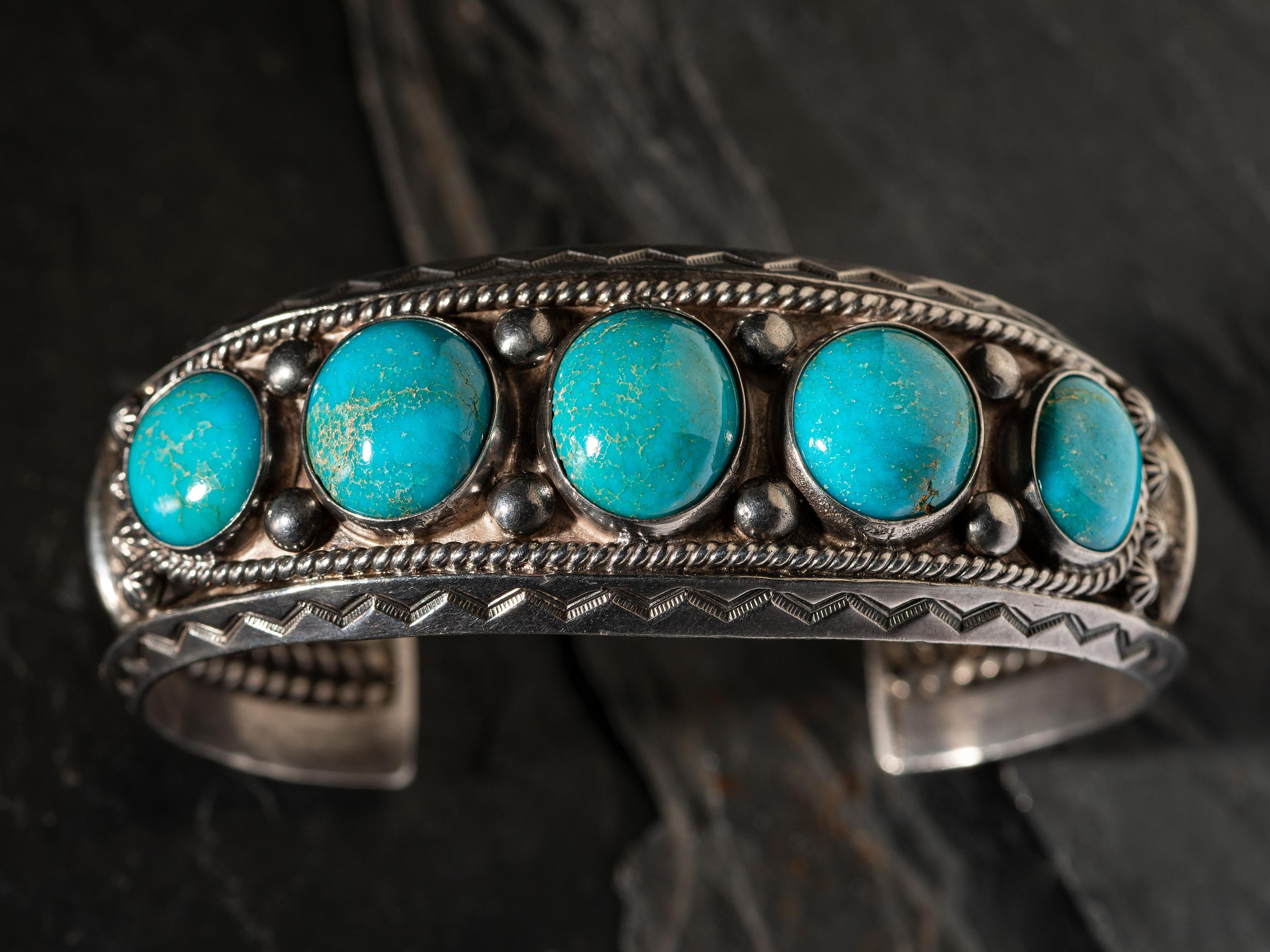 Navajo Silver and Turquoise Cuff Bracelet