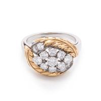 YELLOW GOLD, PLATINUM AND DIAMOND RING