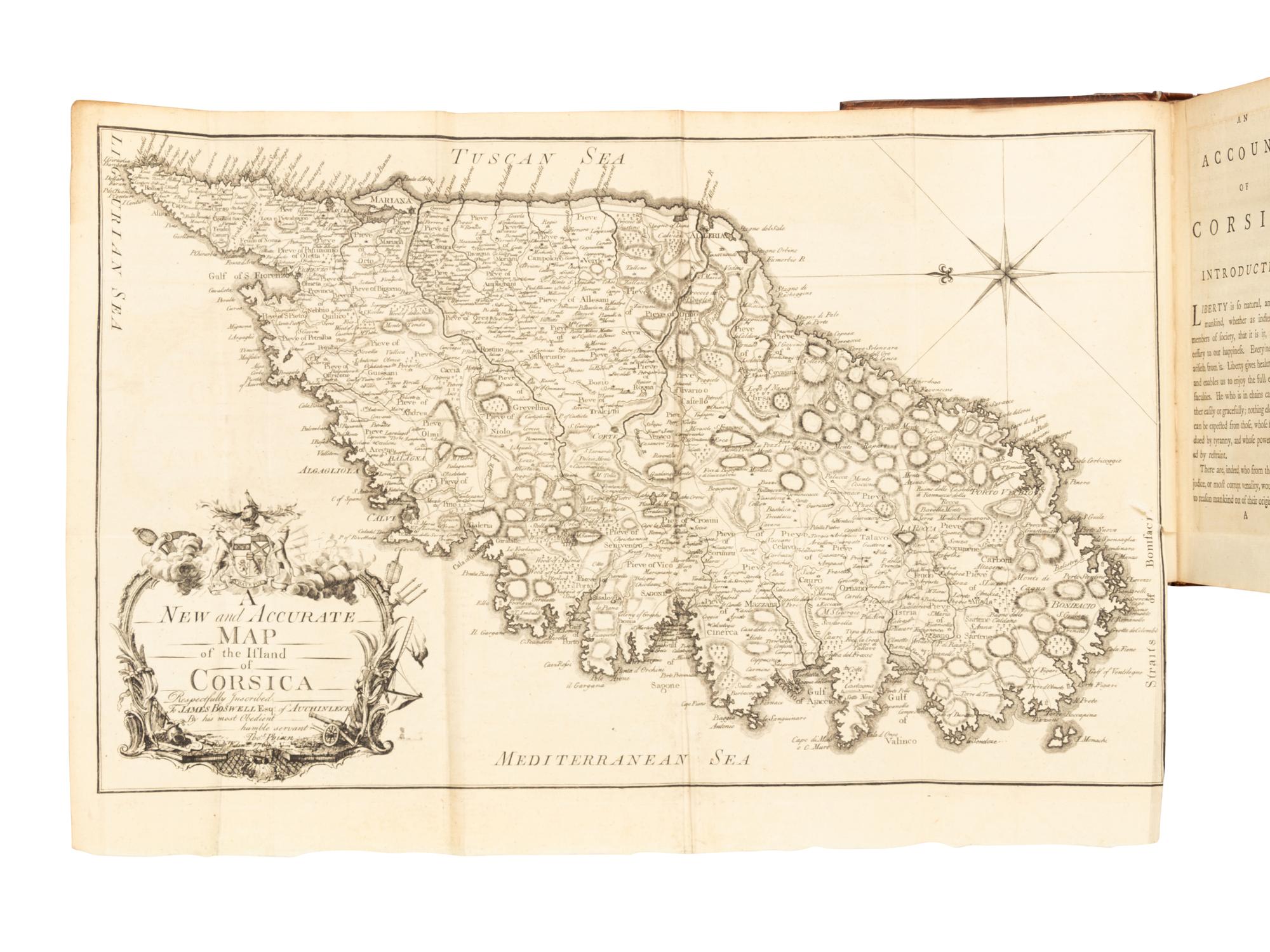 BOSWELL, James (1740-1795). An Account of Corsica, the Journal of a Tour to that Island; and Memoirs of Pascal Paoli . Glasgow: Robert and Andrew Foulis for Edward and Charles Dilly, 1768.