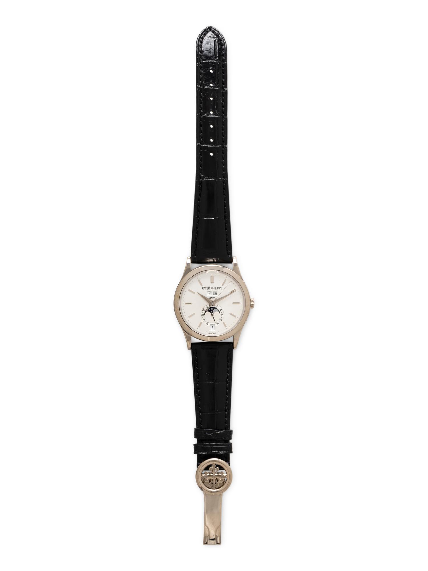 PATEK PHILIPPE, REF. 5396G 18K WHITE GOLD ANNUAL CALENDAR MOONPHASE WATCH WITH PATEK DEPLOYANT BUCKLE