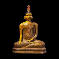 A Sri Lankan Painted Bronze Figure of Seated Buddha, 19th Century 十九世紀 斯里蘭卡銅坐佛