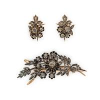 SILVER-TOPPED GOLD AND DIAMOND JEWELRY SET