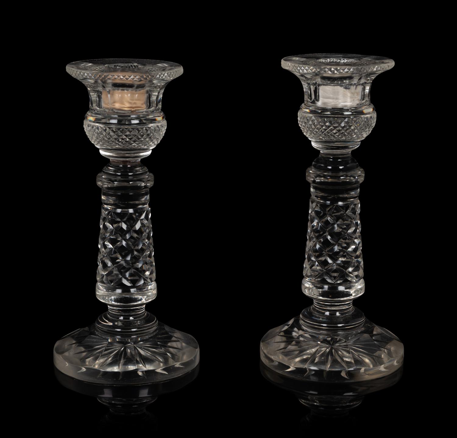 APPROVED FOR DONATION A Pair of Cut Glass Candlesticks