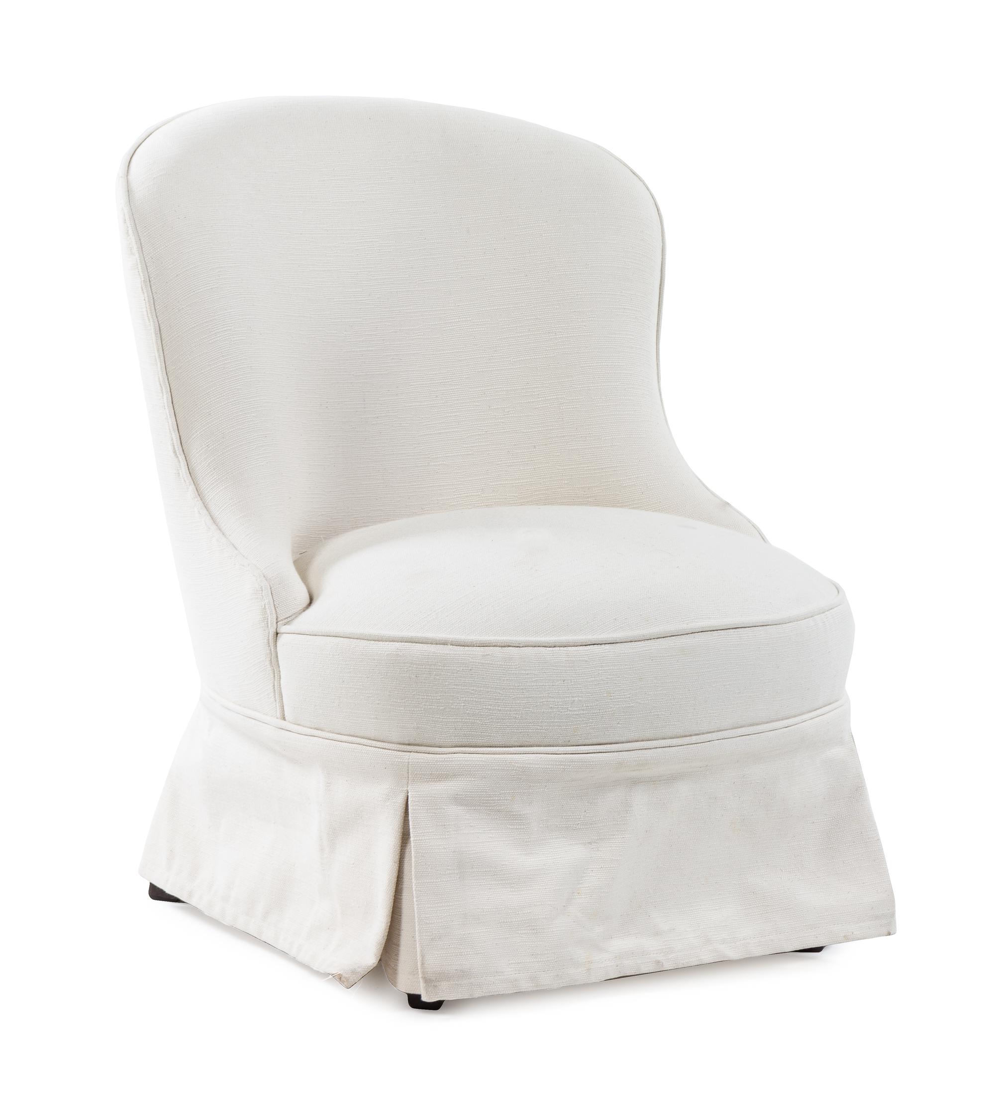 A Canvas Upholstered Slipper Chair Height 29 inches. — 20TH CENTURY