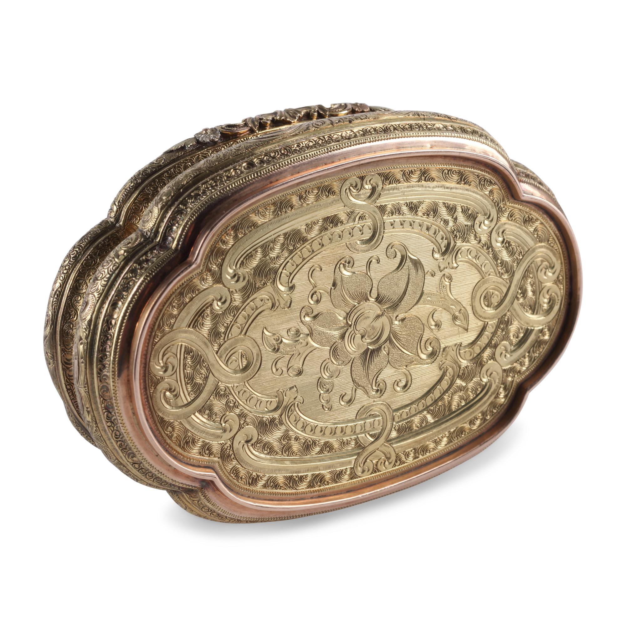 A German 14-Karat Gold and Jewel Mounted Snuff Box
