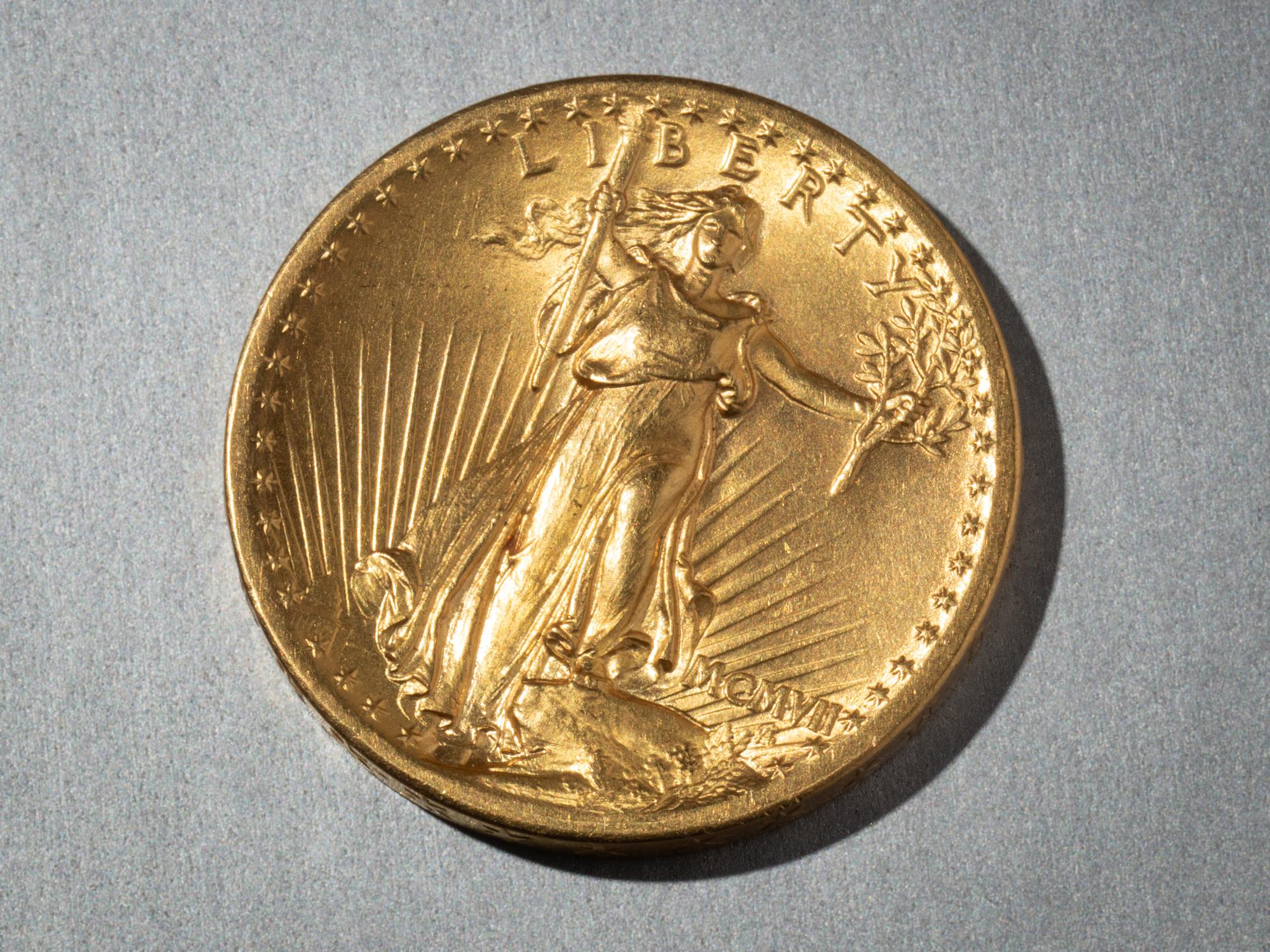 A 1907 St. Gaudens-High Relief: Wire Edge $20 Gold Coin