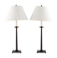 A Pair of Patinated Metal Lamps
