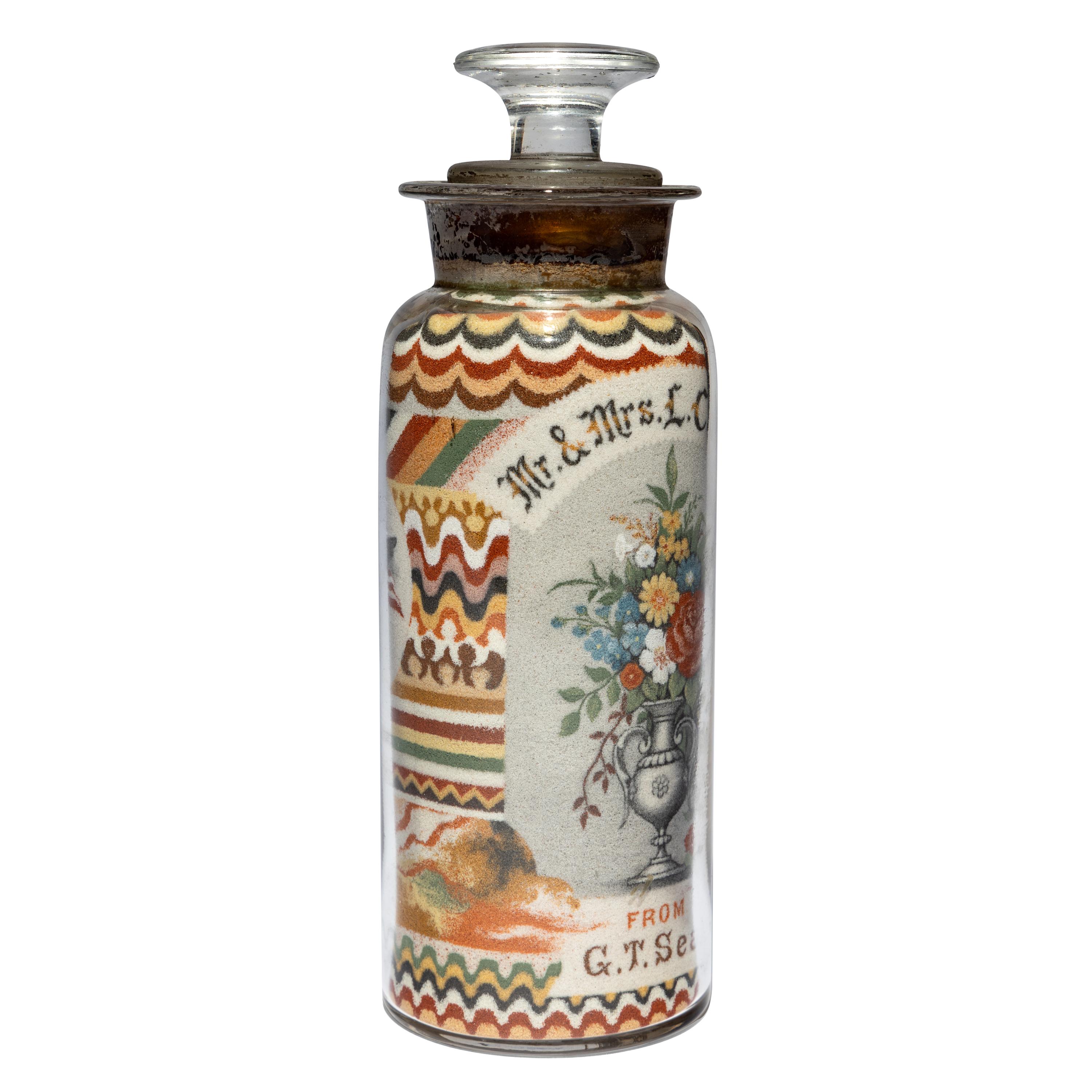 A Sand Art Bottle, Andrew Clemens (1857-1895), McGregor, Iowa, Circa 1886