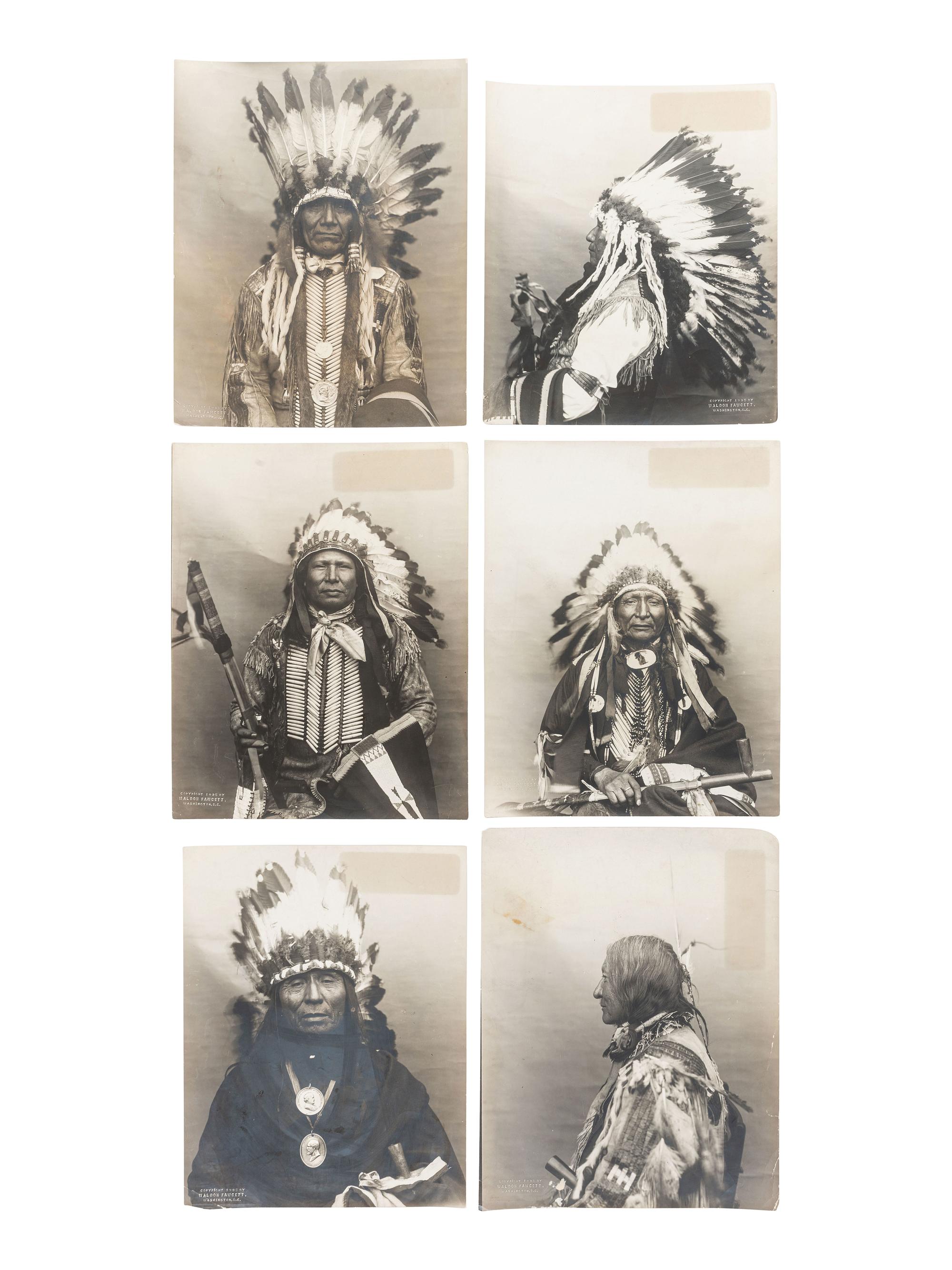 [NATIVE AMERICANS]. A group of 8 photographs of Native American subjects by FAWCETT and RUTTER.