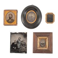 [Early Photography] Group of 20 Ambrotypes and Tintypes of Men, Women, and Children, incl. portrait by Brady.