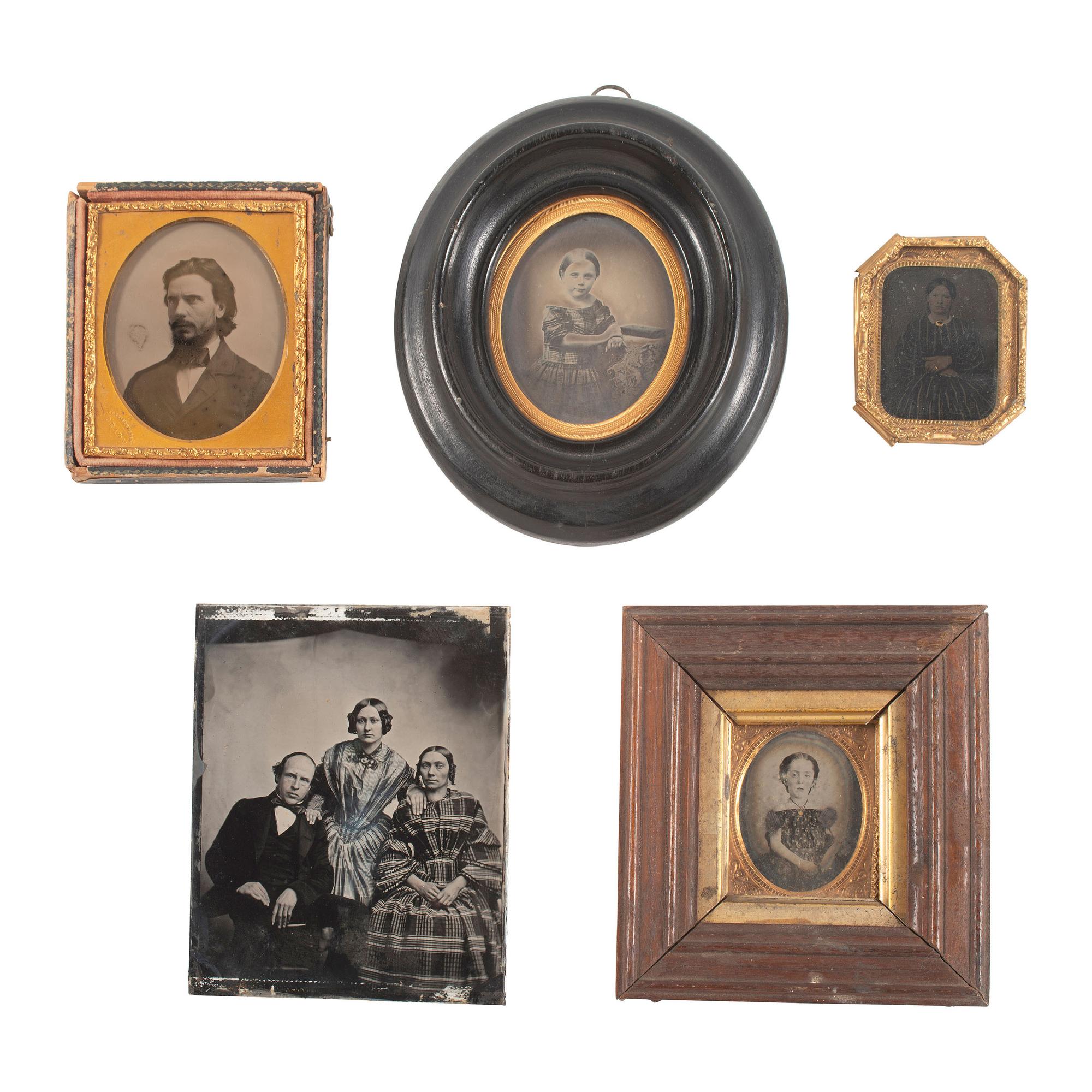 [Early Photography] Group of 20 Ambrotypes and Tintypes of Men, Women, and Children, incl. portrait by Brady.