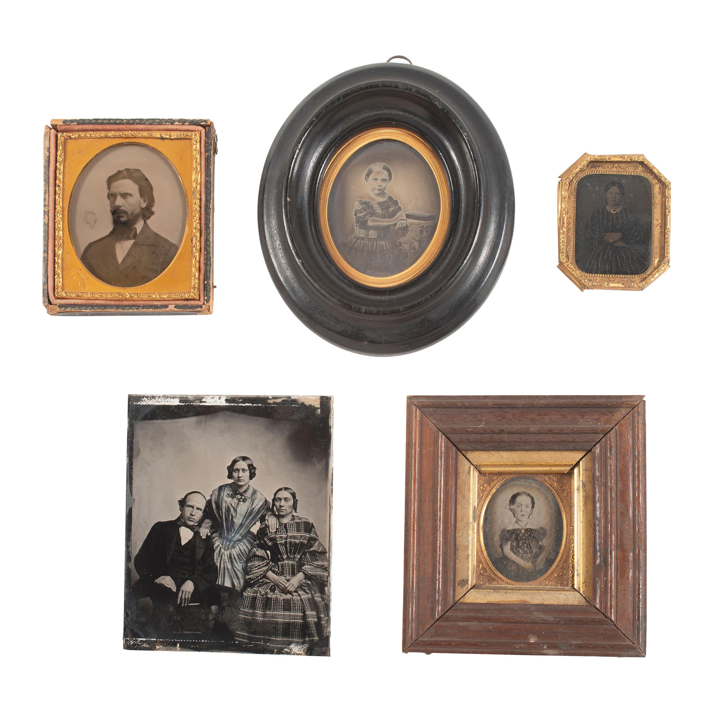 [Early Photography] Group of 20 Ambrotypes and Tintypes of Men, Women, and Children, incl. portrait by Brady.