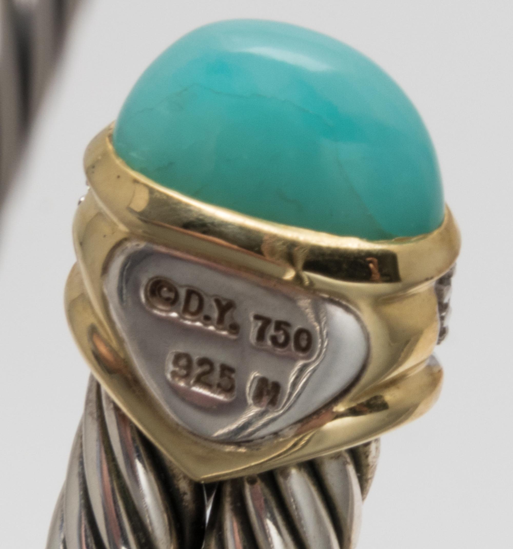 A Sterling Silver, 18 Karat Yellow Gold, Peruvian Opal and Diamond 'Capri' Demi-Parure, David Yurman, 38.70 dwts