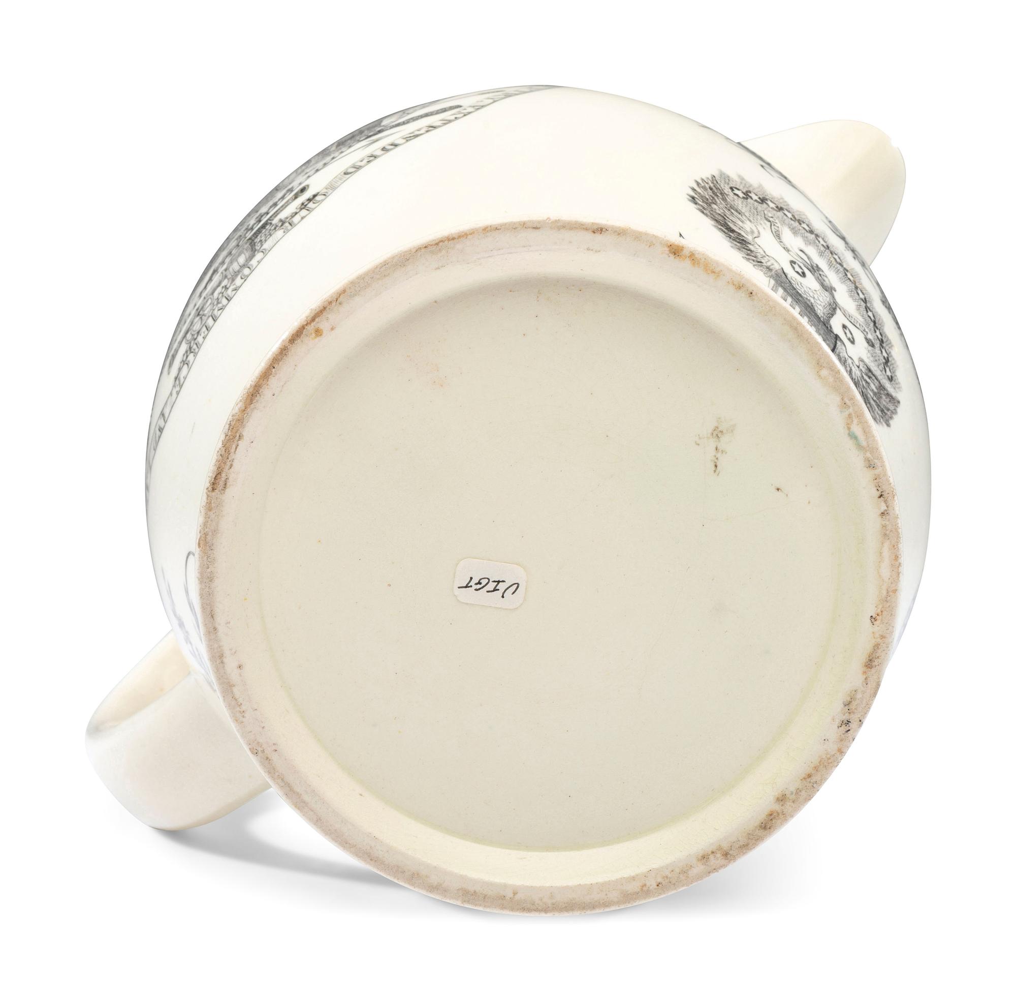 A Liverpool Transfer-Printed Creamware 'George Washington / By Virtue and Valour' Pitcher