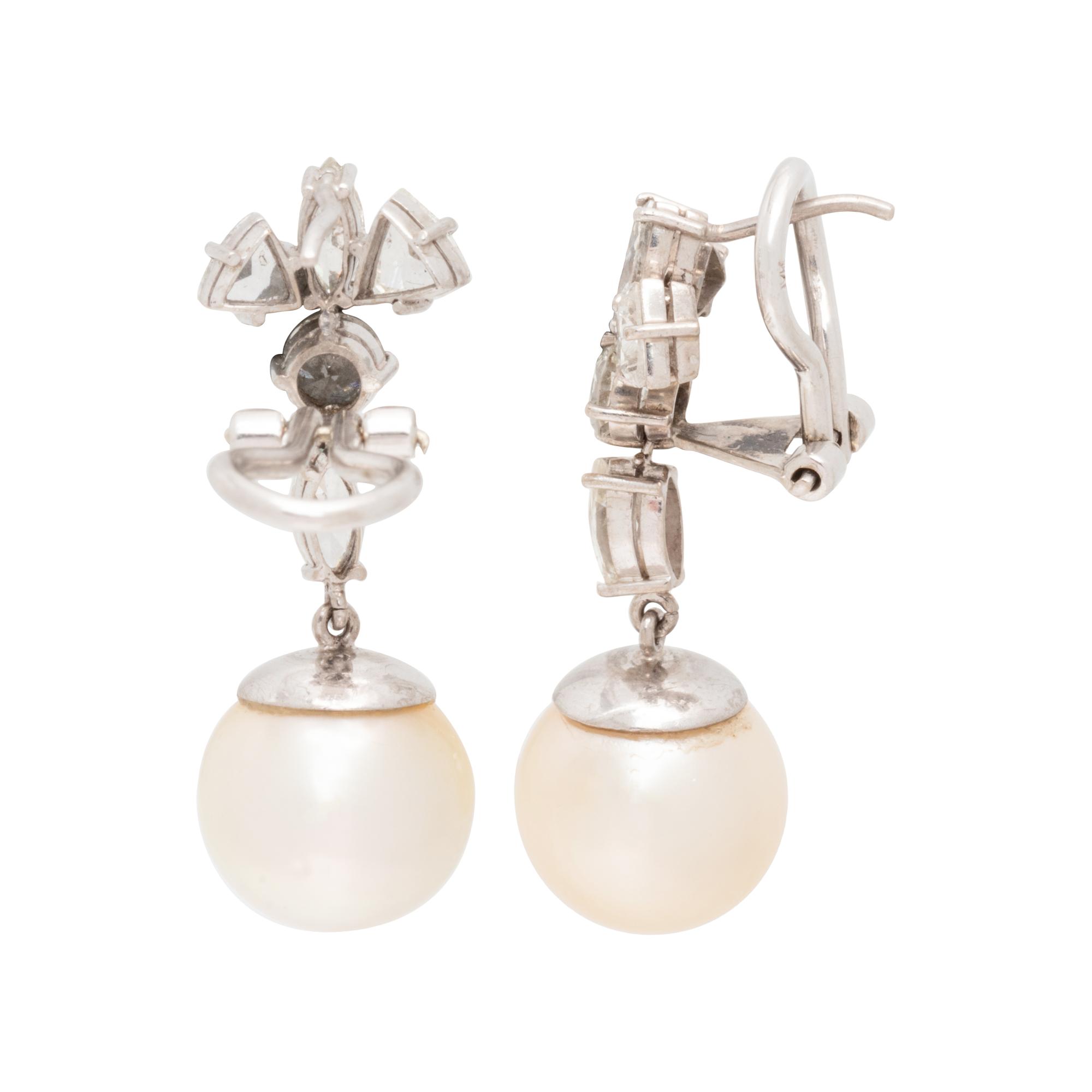 DIAMOND AND CULTURED SOUTH SEA PEARL EARCLIPS