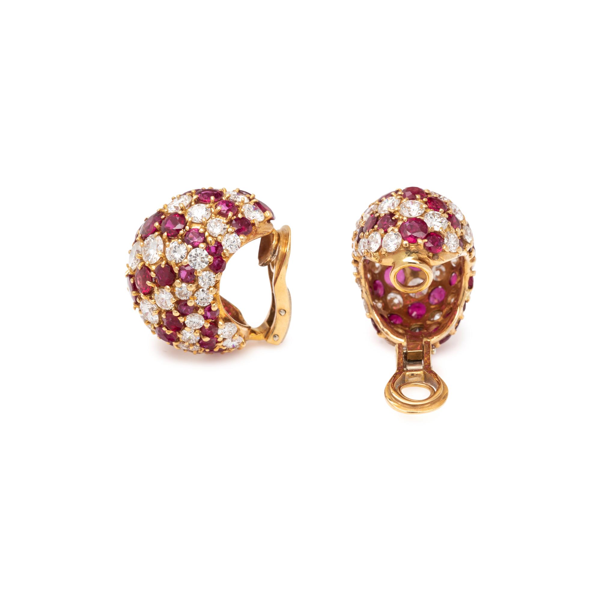 RUBY AND DIAMOND EARCLIPS