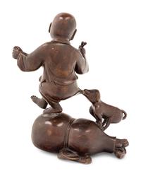 A Chinese Bronze 'Boy and Gourd' Group