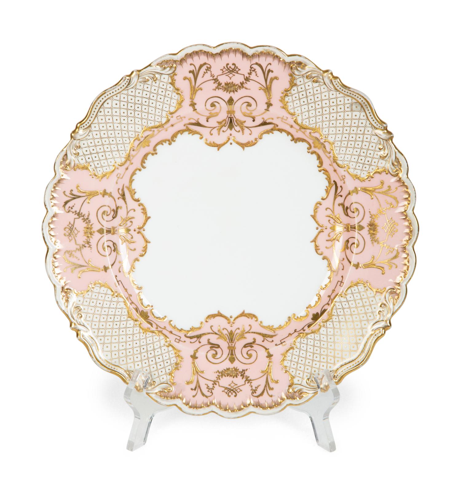 Sixteen Gilman Collamore & Co. Coalport Porcelain Dinner Plates