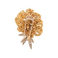 FRENCH, YELLOW GOLD AND DIAMOND FLOWER BROOCH
