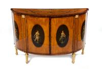 A George III Adam's Style Painted Satinwood Demi-Lune Credenza, LATE 18TH/EARLY 19TH CENTURY, Height 38 x width 58 x depth 25 inches. — LATE 18TH/EARLY 19TH CENTURY,