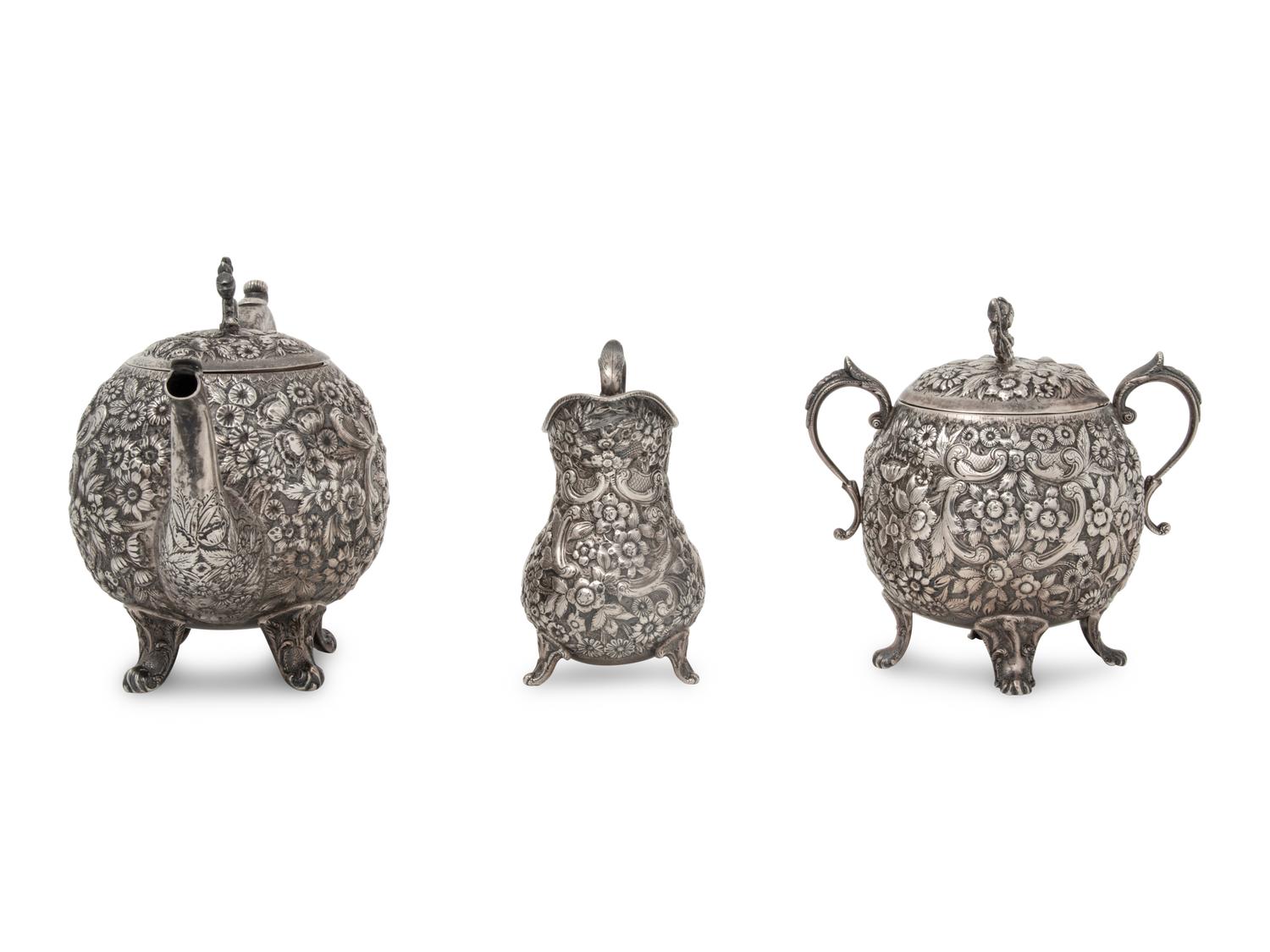 An American Silver Three-Piece Tea Service
