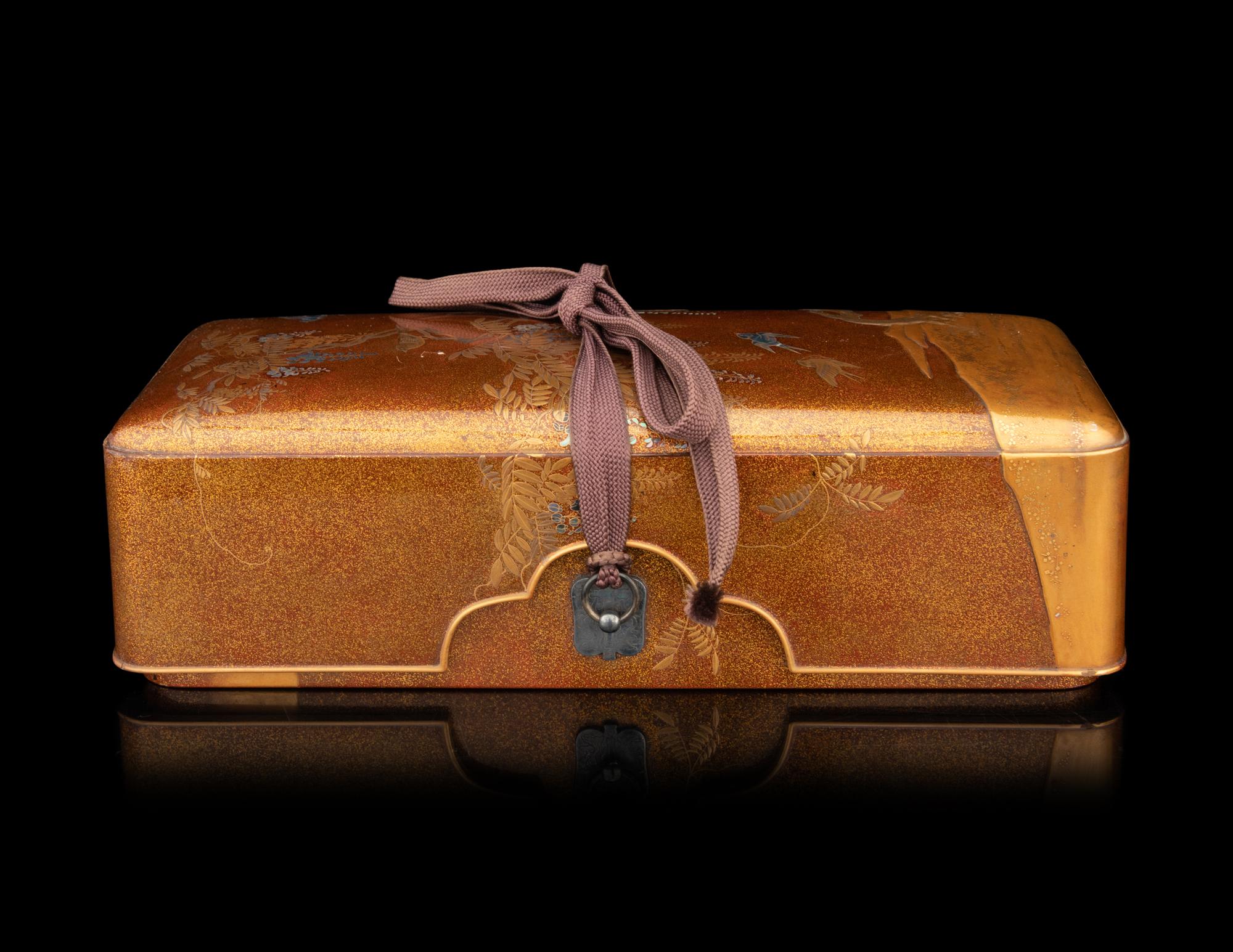 A Japanese Gold Lacquer Scroll Box, Jikumono bako