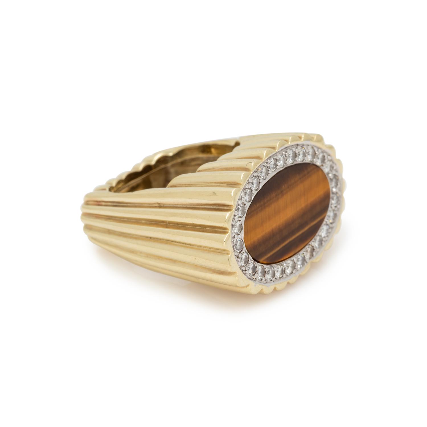 LA TRIOMPHE, TIGER'S EYE AND DIAMOND RING