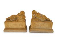 A Pair of Marble Models of Sleeping Cherubs on Plinths