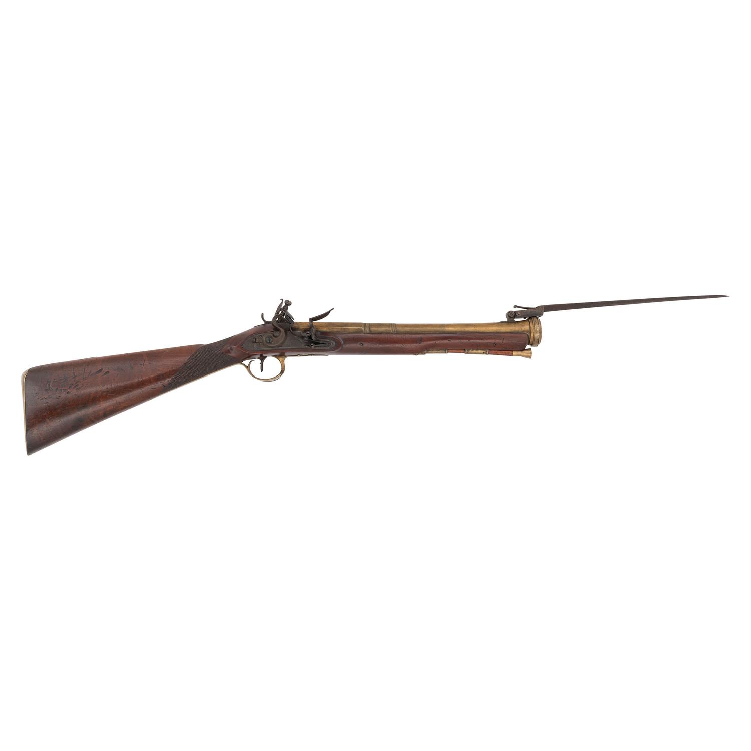 Brass Barrel Flintlock Snap Bayonet Blunderbuss by Barber & Boiler