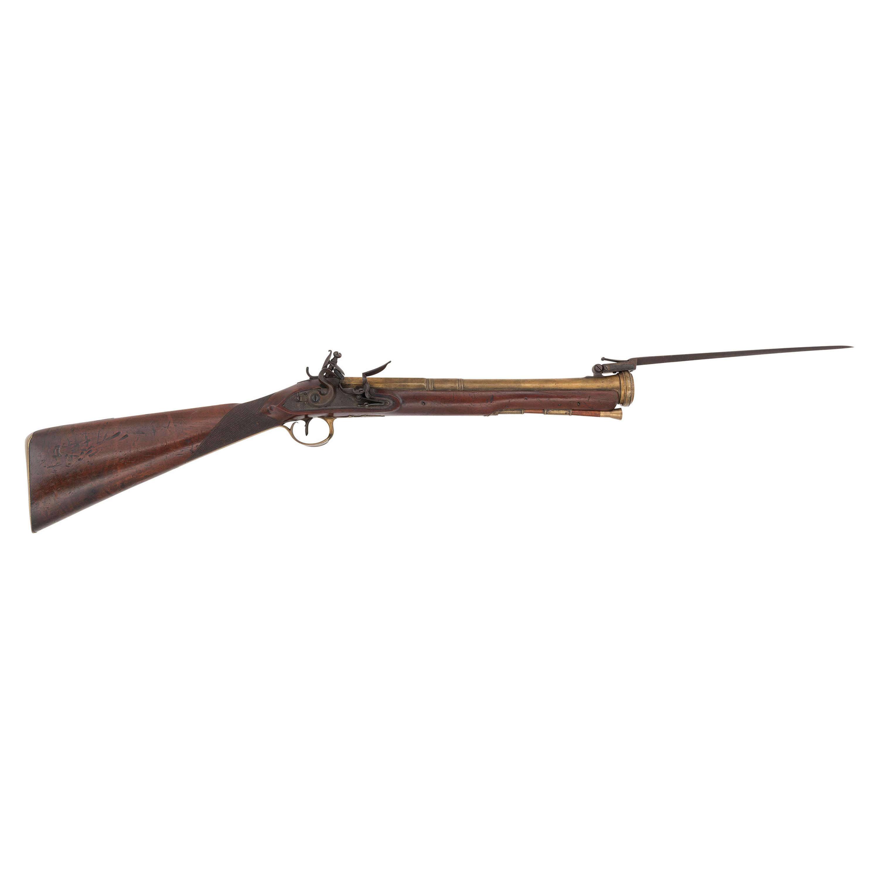 Brass Barrel Flintlock Snap Bayonet Blunderbuss by Barber & Boiler