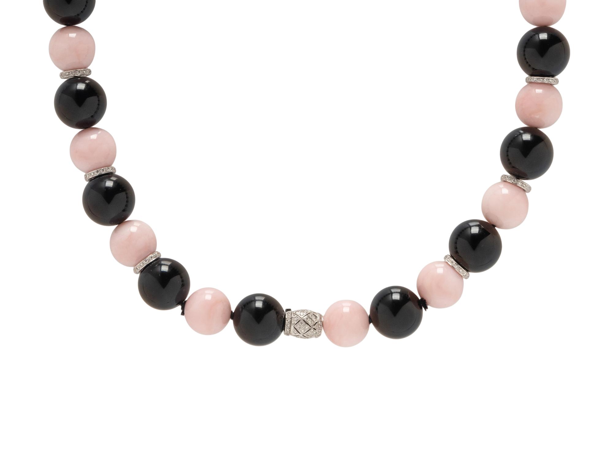 MICHELE DELLA VALLE, PINK OPAL, ONYX, AND DIAMOND NECKLACE