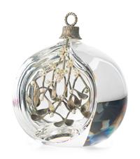 A Steuben Glass, Gilt-Metal and Pearl Mistletoe Sculpture