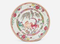 A Chinese famille rose-decorated "horses" dish, Yongzheng period 粉彩雙駿盤 清 雍正