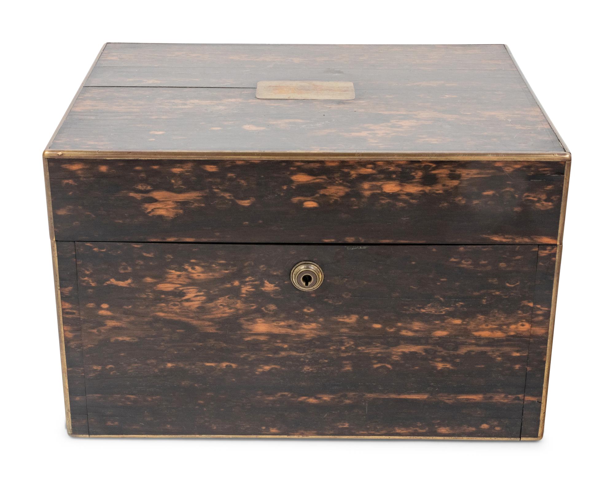 A Victorian Brass Mounted Coromandel Dressing Table Box