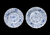 Two Chinese Blue and White Porcelain Plates