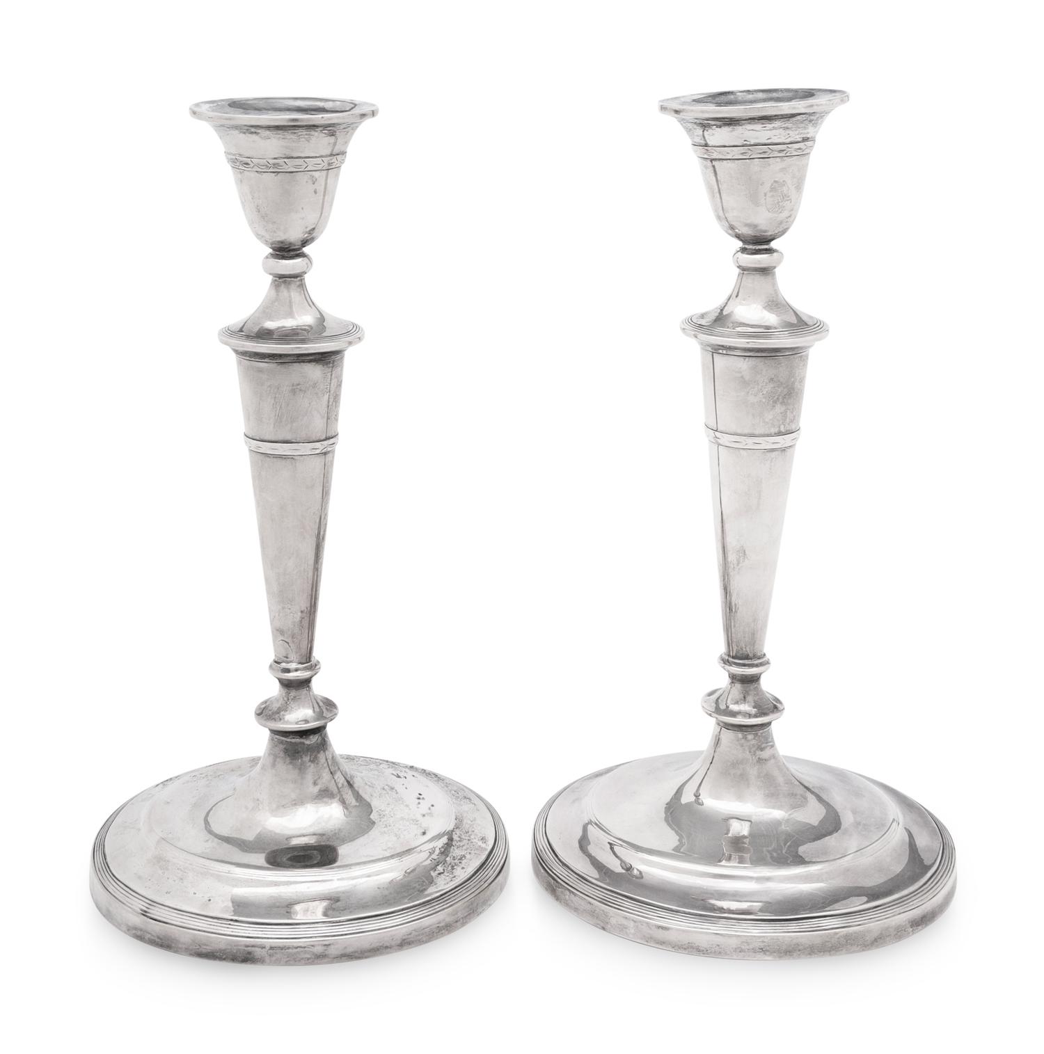 A Pair of American Silver Candlesticks