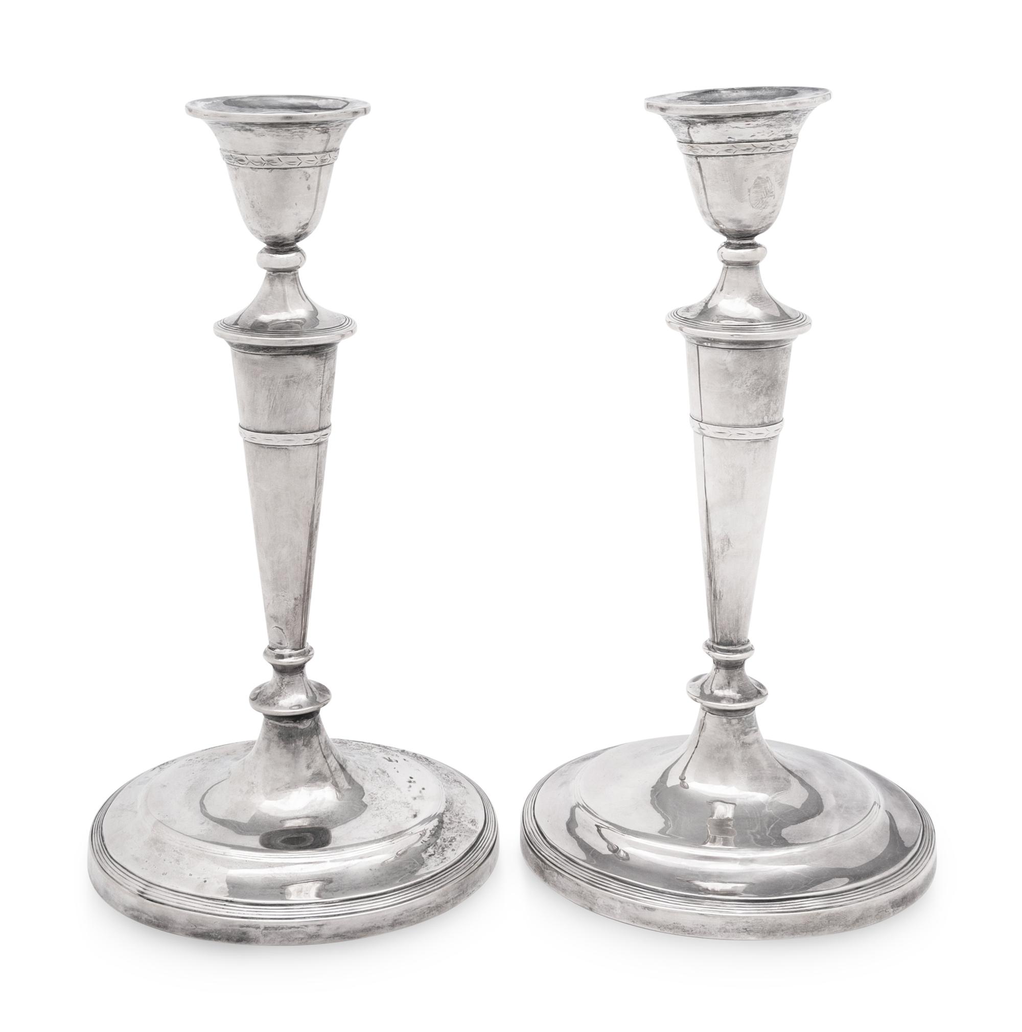 A Pair of American Silver Candlesticks