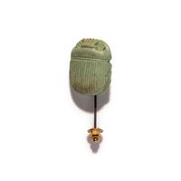 An Egyptian Faience Scarab — Set in a metal stickpin