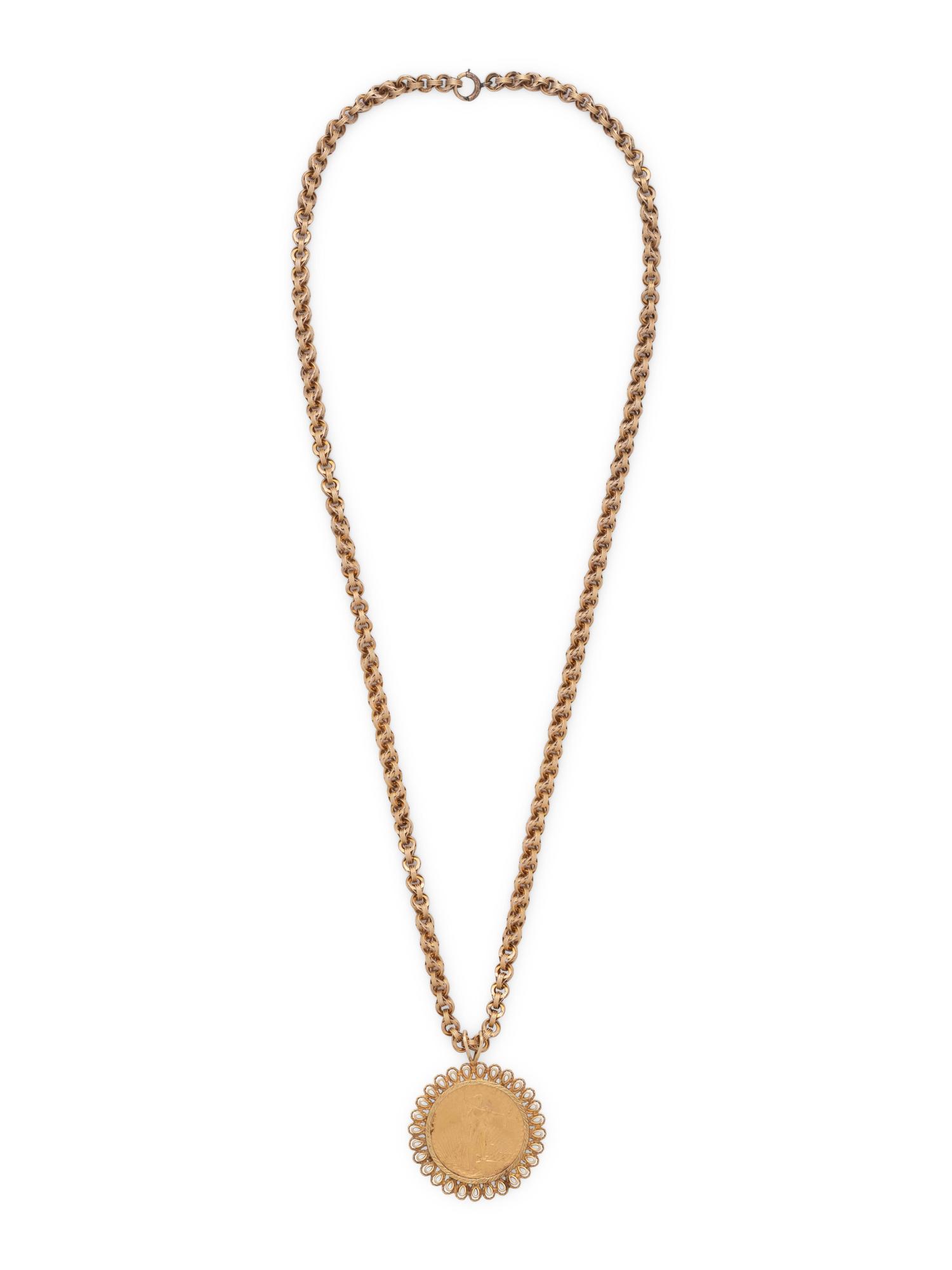YELLOW GOLD AND COIN PENDANT/NECKLACE