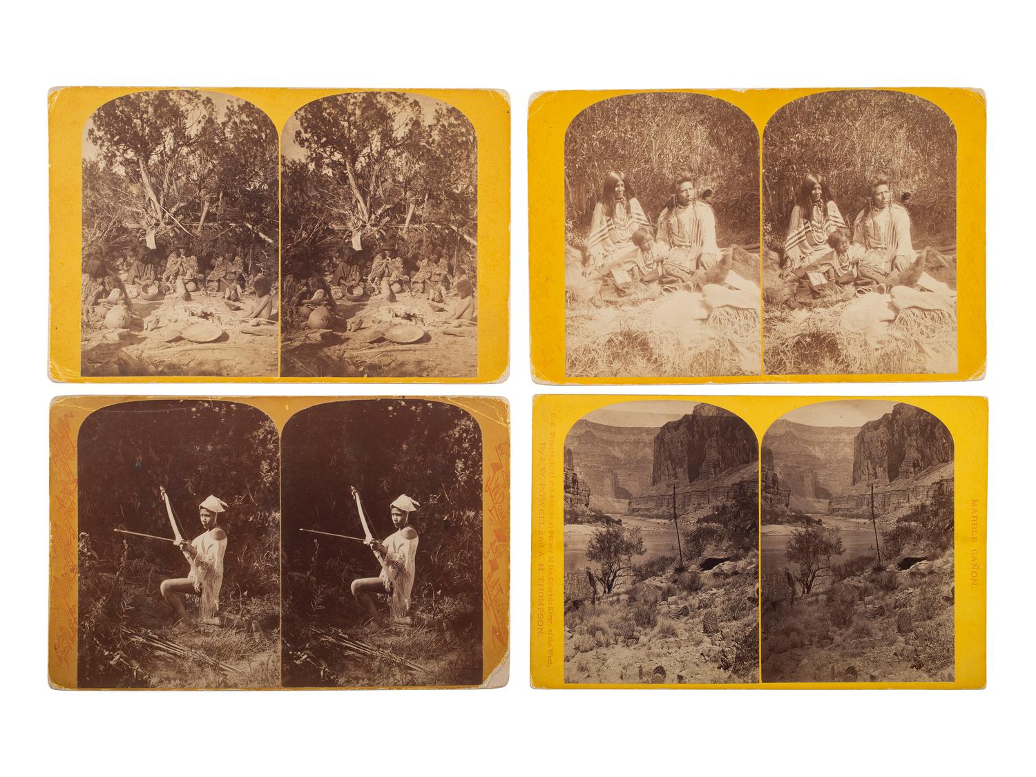 [NATIVE AMERICANS] -- [WESTERN AMERICANA]. HILLERS, John Karl. (1843-1925), photographer. A group of 10 Powell Expedition stereoviews, incl. Native American subjects and landscapes.