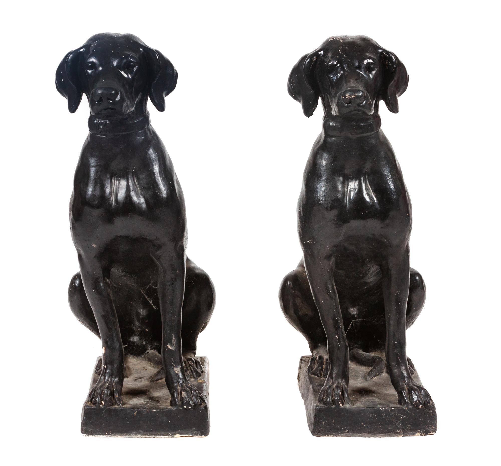 A Pair of Painted Concrete Labrador Retrievers Height 29 inches.