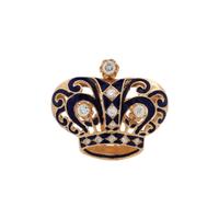 DIAMOND AND ENAMEL CROWN BROOCH