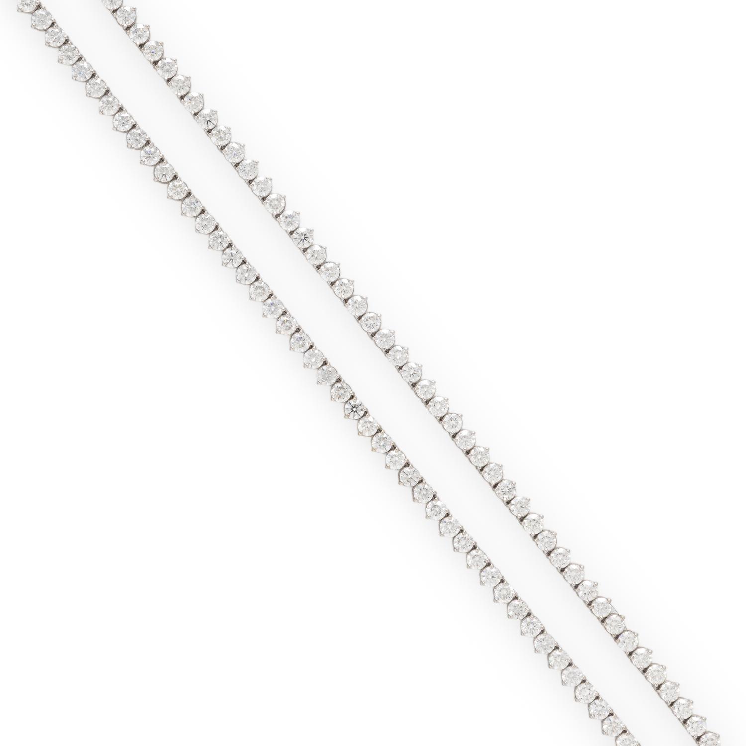 Diamond and White Gold Line Necklace