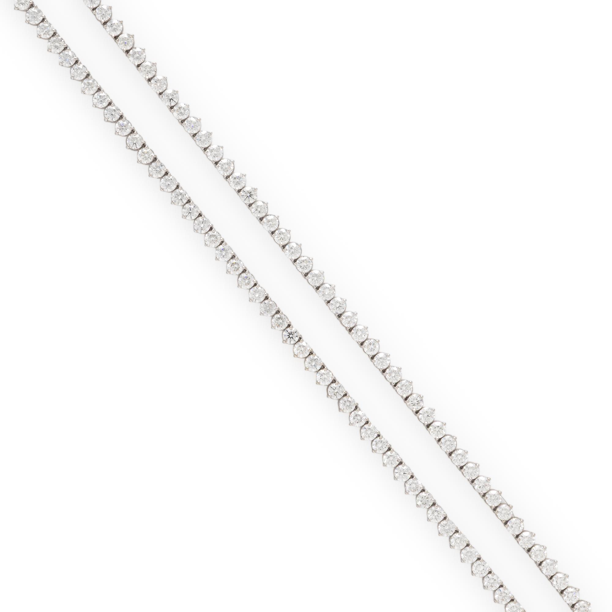 Diamond and White Gold Line Necklace