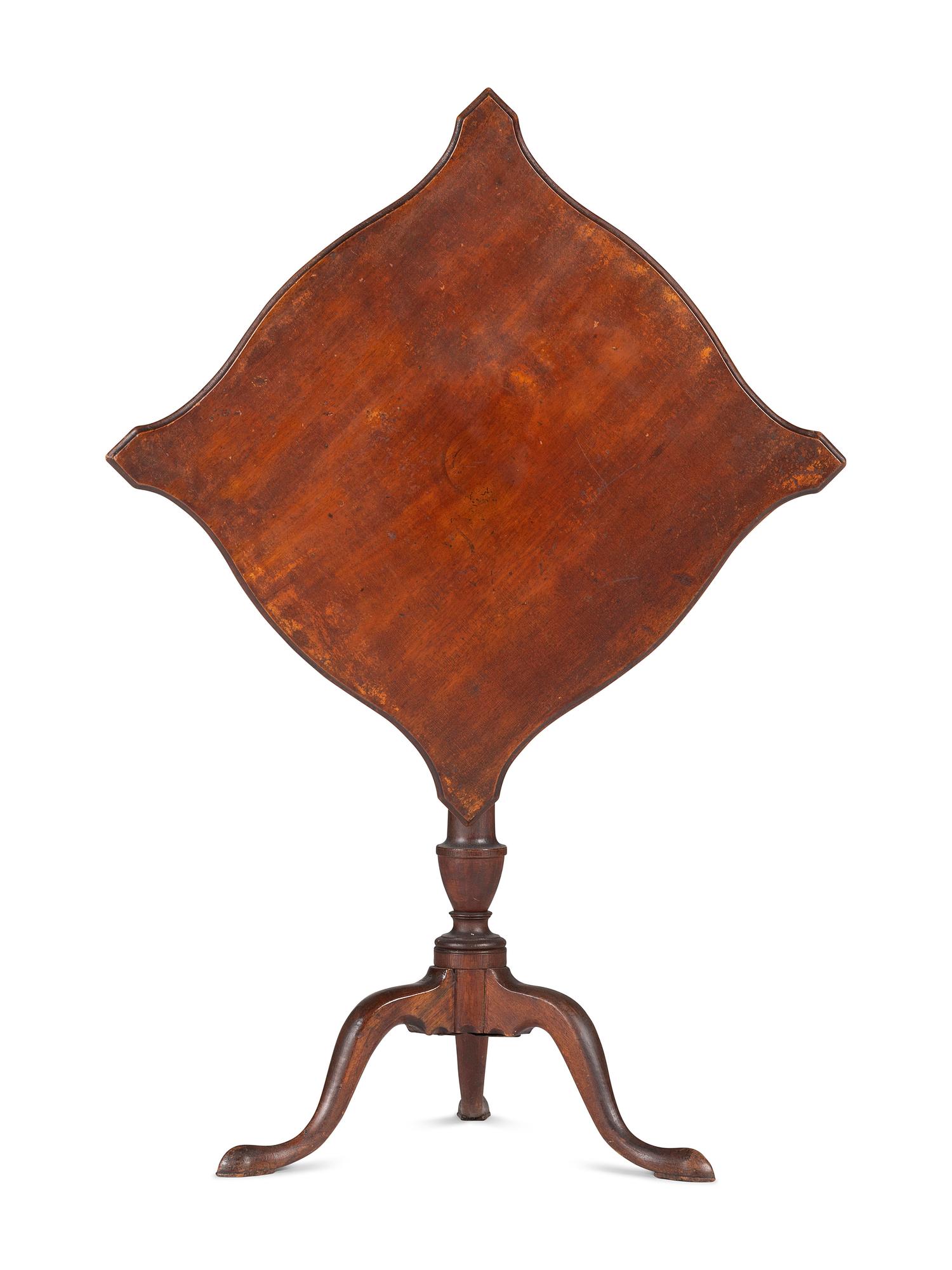 A Federal Carved and Turned Mahogany Handkerchief Tilt-Top Candlestand