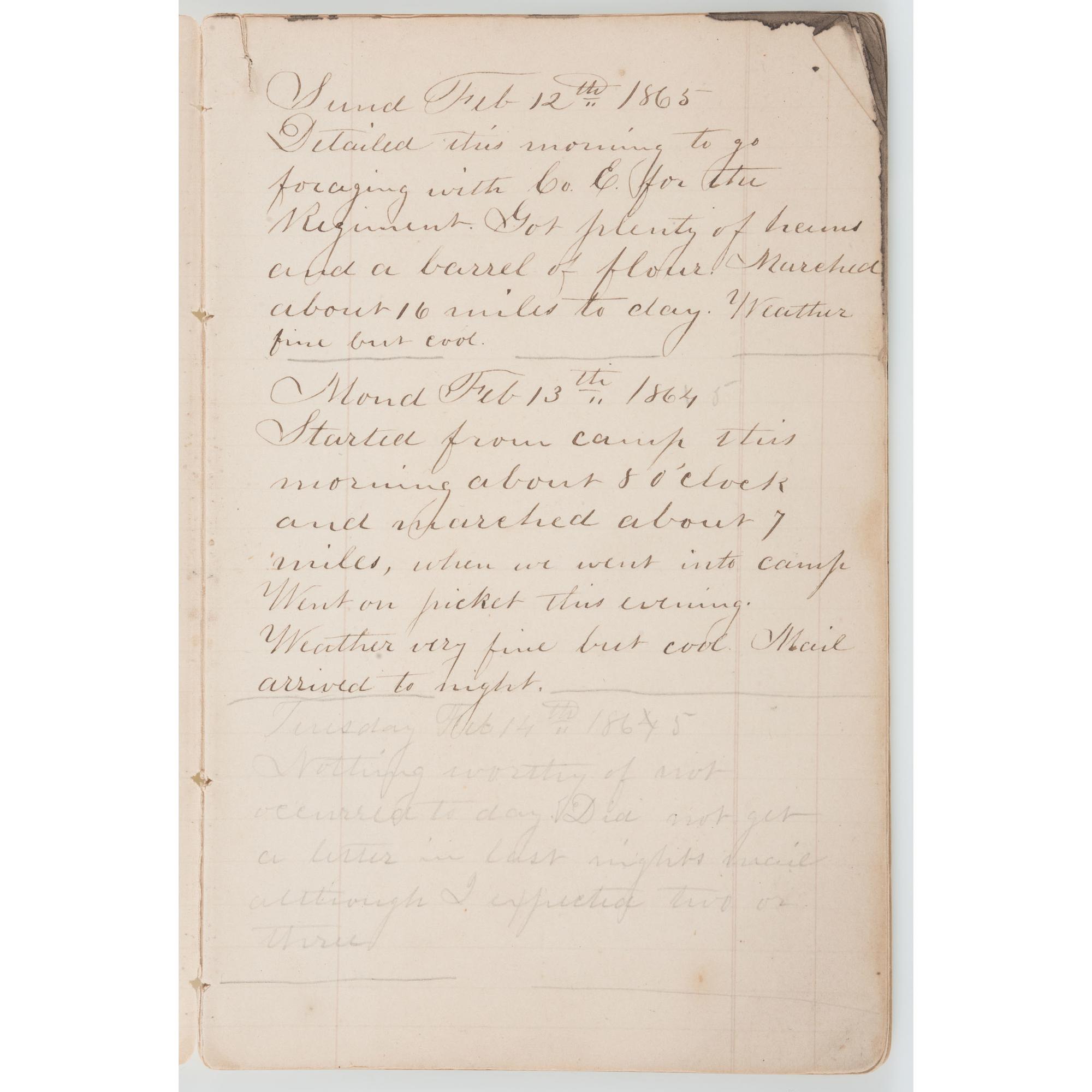 Rollin Neale Corlew, 33rd Massachusetts Volunteers, 1865 Diary, Captured in South Carolina