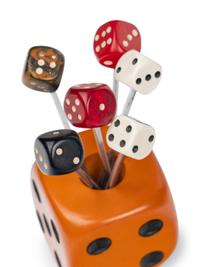 A Group of Art Deco Bakelite Whimsical Cocktail Picks in Stands