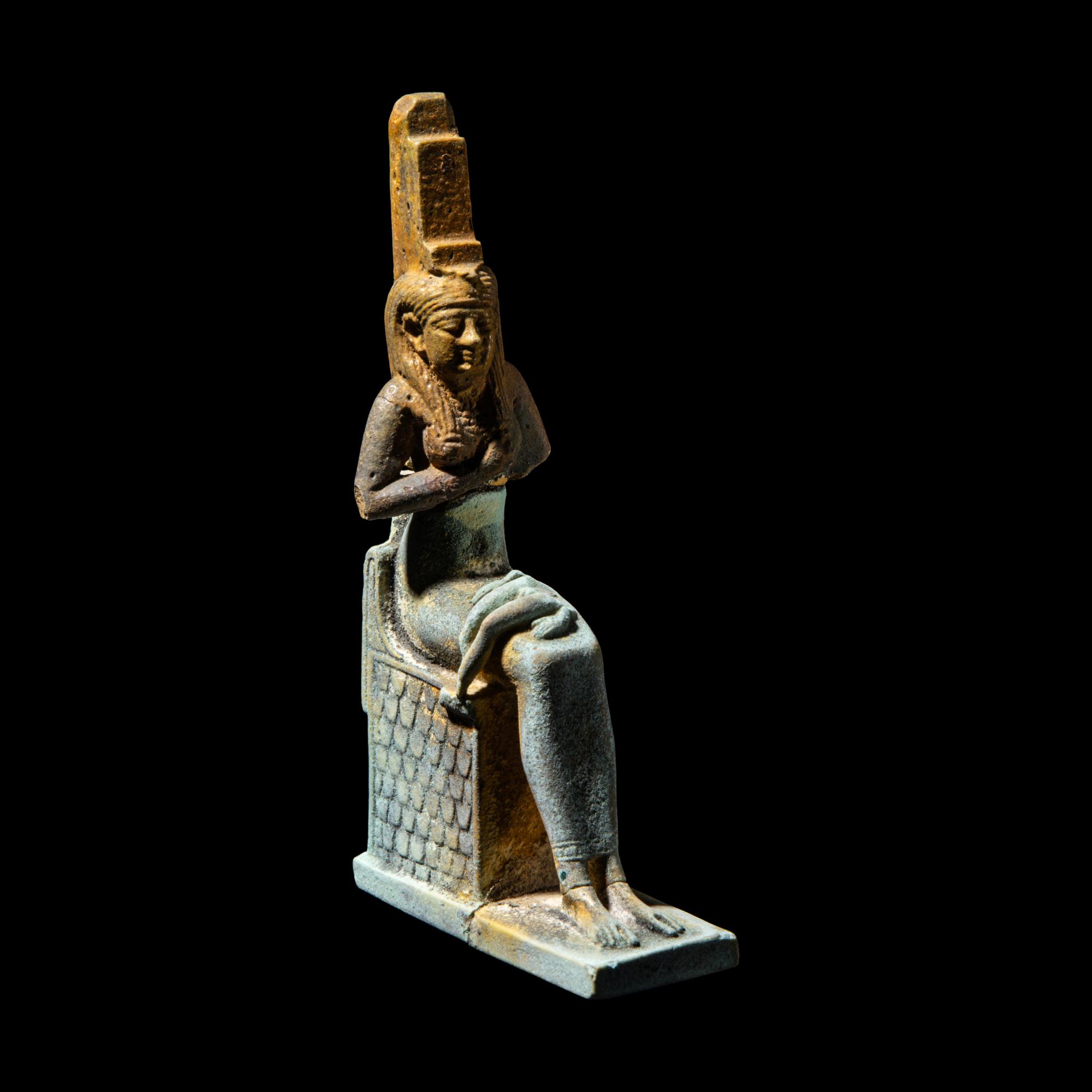 Three Egyptian Faience Isis Fragments and a Djed Pillar